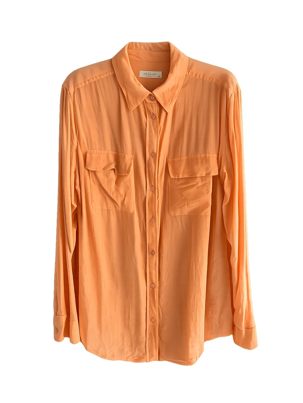 Equipment Femme Neon Peach Orange 100% Silk Signature Shirt M